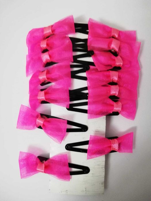 Spinki pyki do włosów czarne metalowe z kokardką 14 sztuk