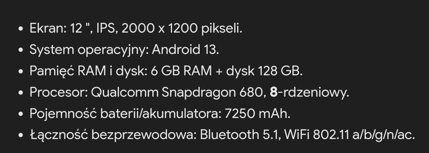 Nowy tablet HONOR Pad ekran 12" Android 13.