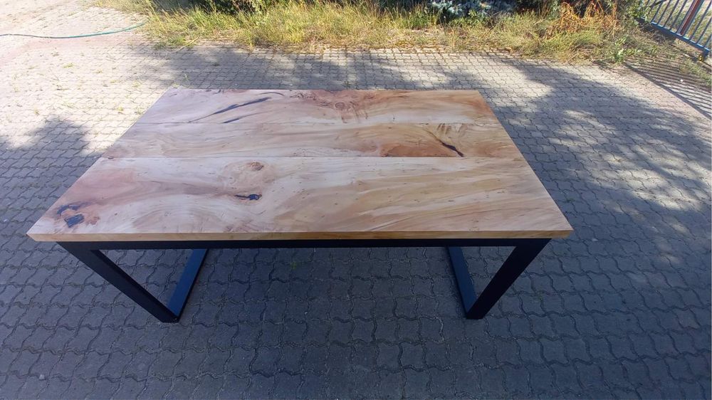 Stół w stylu loftowym drewniany nogi metalowe czarne