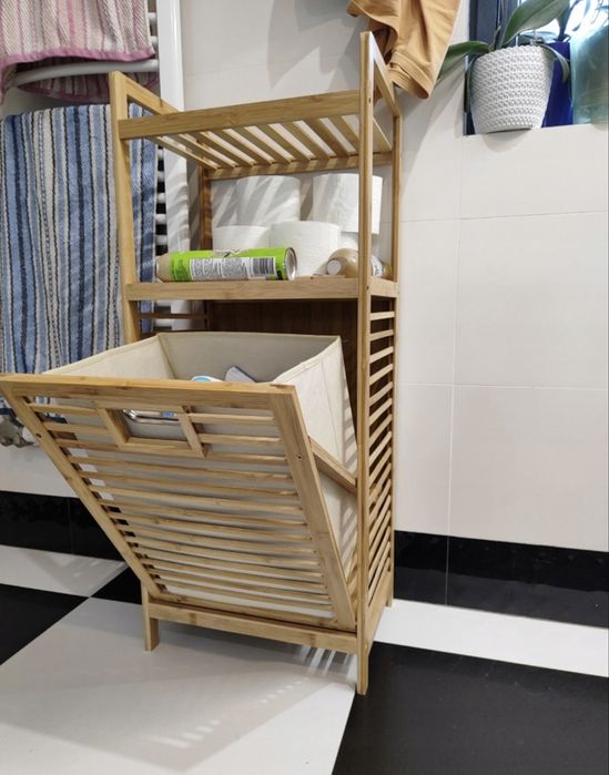 Kosz na pranie bieliznę bambusowy 43 l nowy