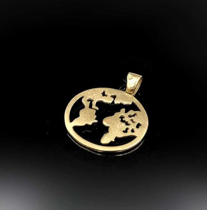 Złota zawieszka pr. 585 mapa świata - nowa
