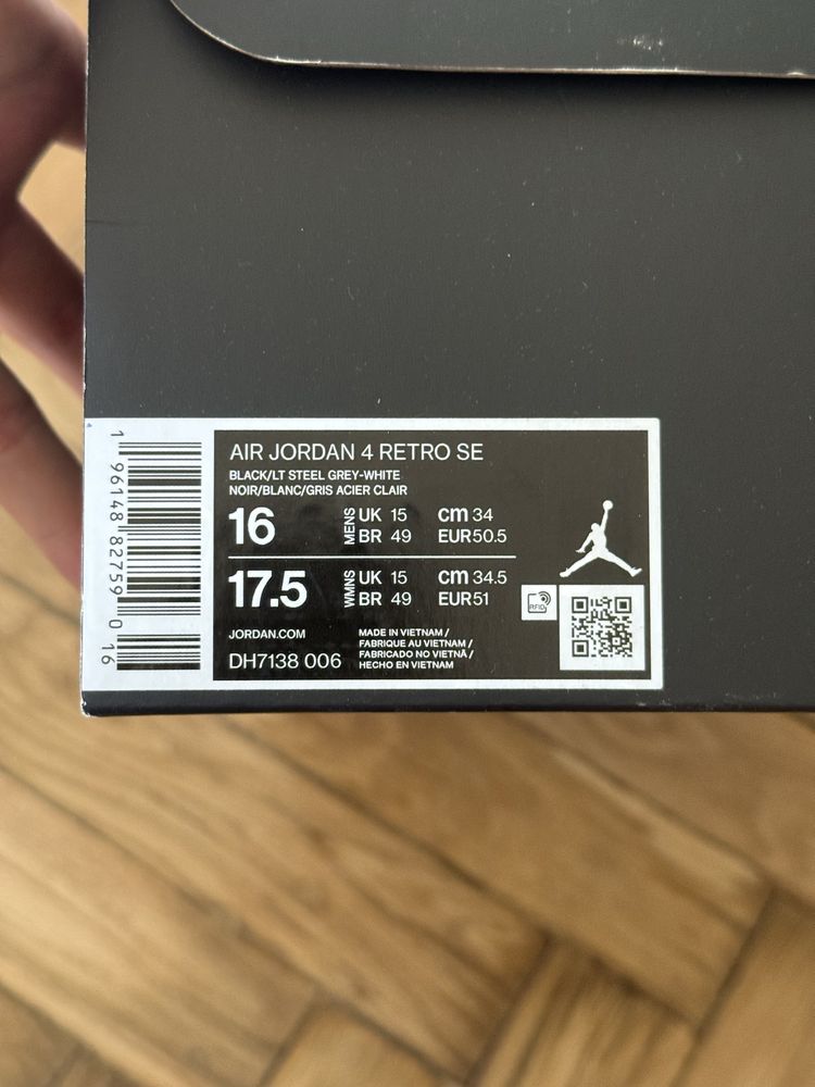 Air Jordan 4 SE Black Canvas 50.5 eu