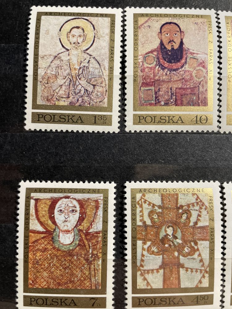 Polskie odkrycia archeologiczne FRESKI znaczki SERIA czyste