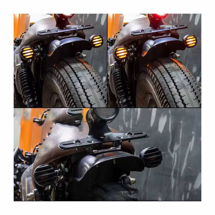 Par piscas LED retro metal - Estilo cafe racer luz de presença