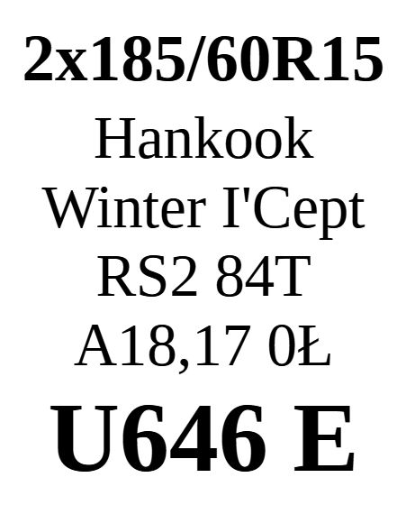 2x 185/60R15 Hankook Winter I'Cept RS2 W452 84T 6,12mm