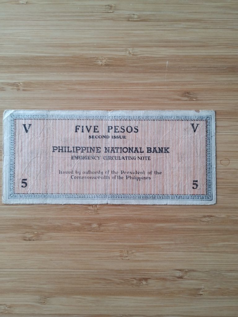 Banknot, Filipiny 5 pesos 1941.