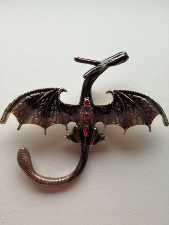 USA_BROSZKA/ZAWIESZKA_nieszablonowa biżuteria - latający smok- fiolet