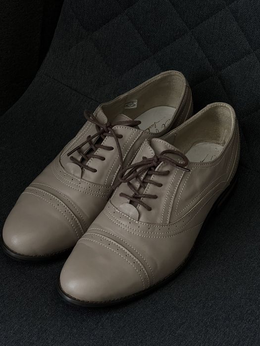 Кожаные женские туфли ботинки оксфорды брогги на шнурках EL PASSO