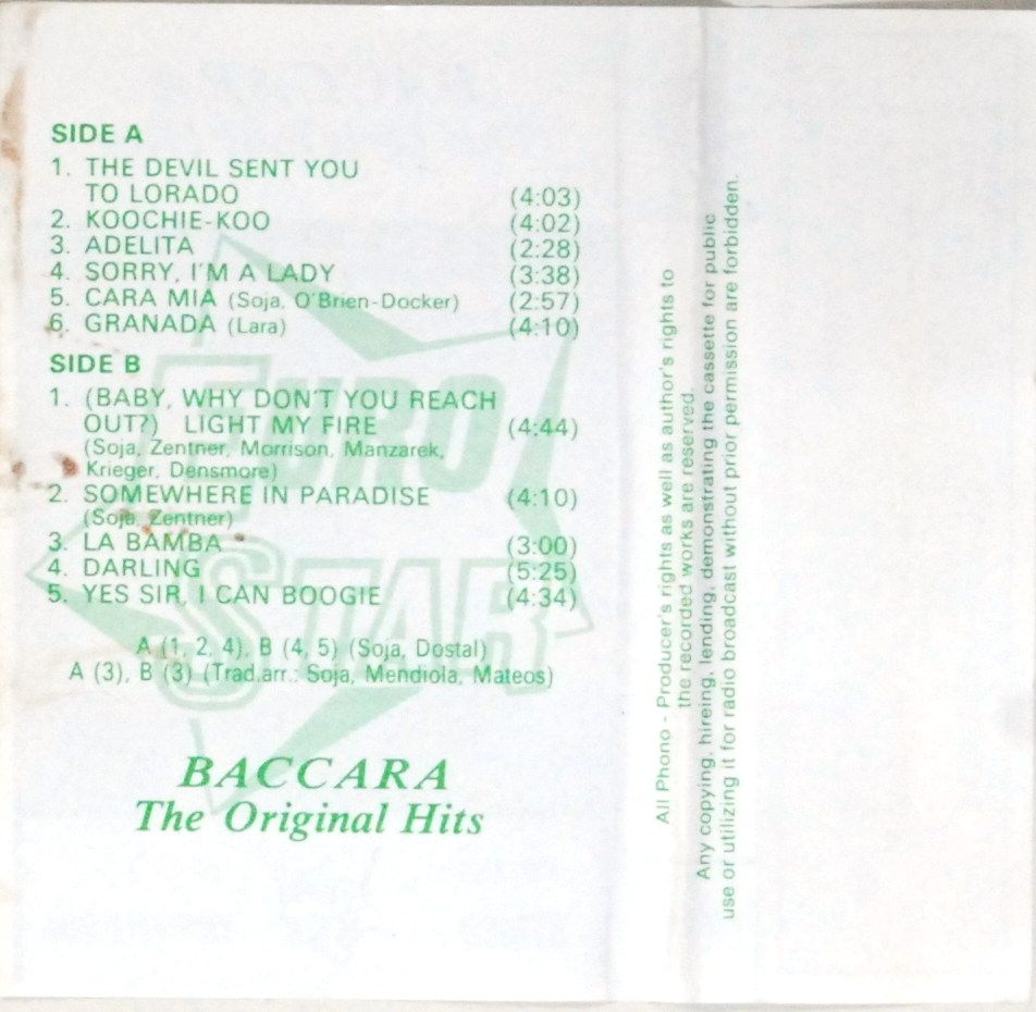 Baccara - The Original Hits (kaseta) BDB