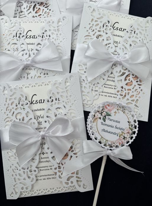Zaproszenia na komunie podziękowania ślub chrzciny