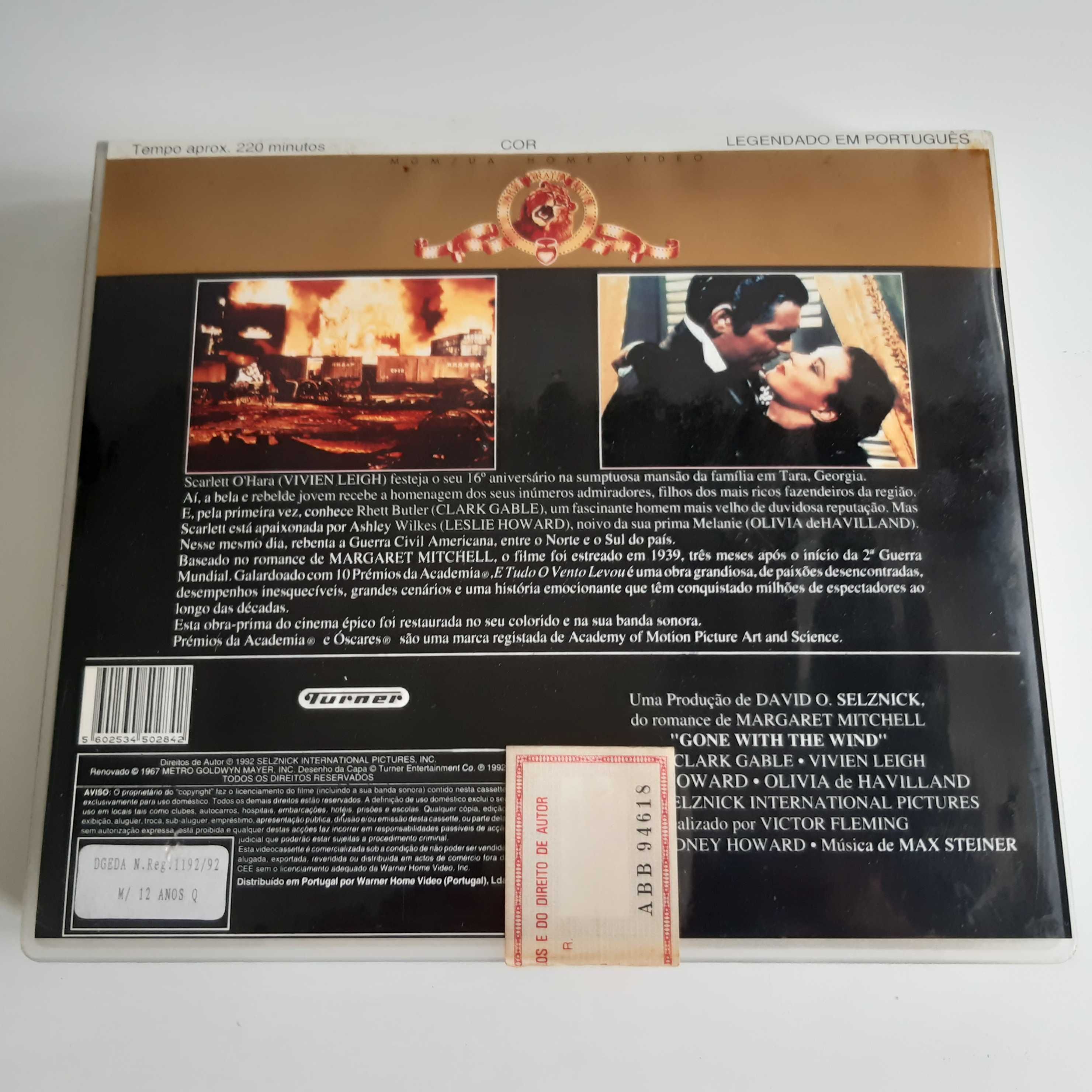 Filme Original VHS - E Tudo O Vento Levou - Cor - Legendas em PT