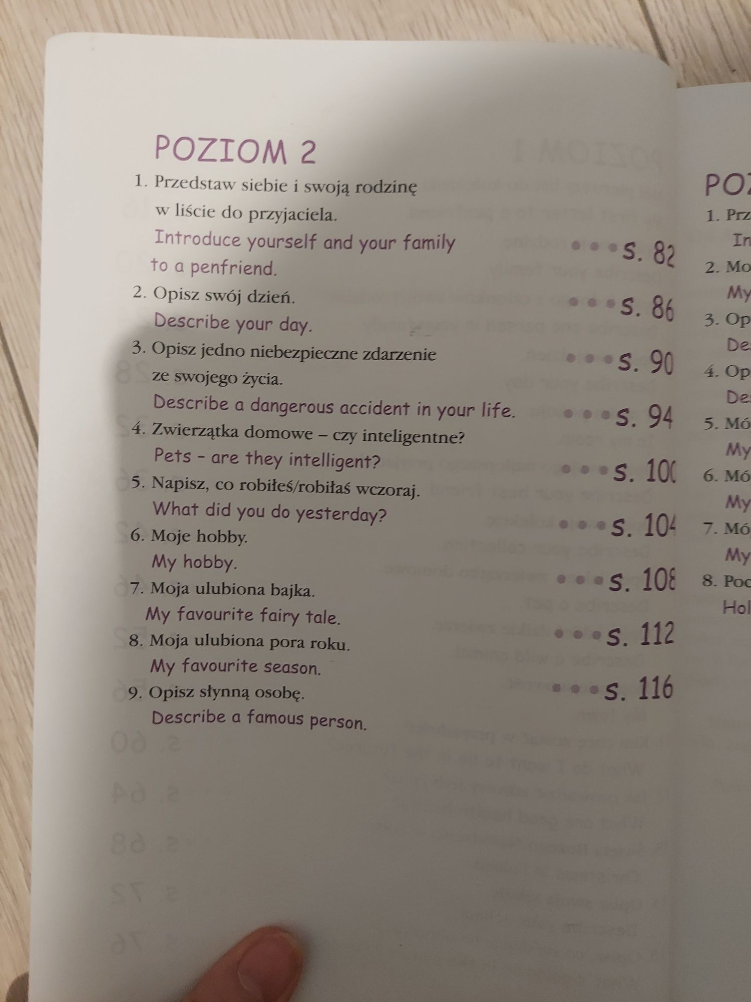 Wzory wypracowań wraz z tłumaczeniami jęz. angielski  szkoła podstawow