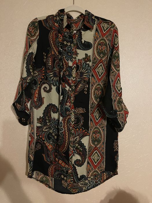 Tunika z paskiem sukienka długi rękaw kolorowa Boohoo rozmiar 36