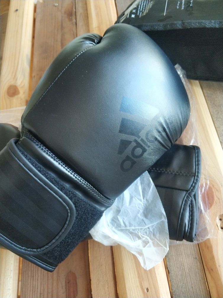 Rękawice bokserskie boks czarne Hybrid 80 - Adidas nowe 14 oz