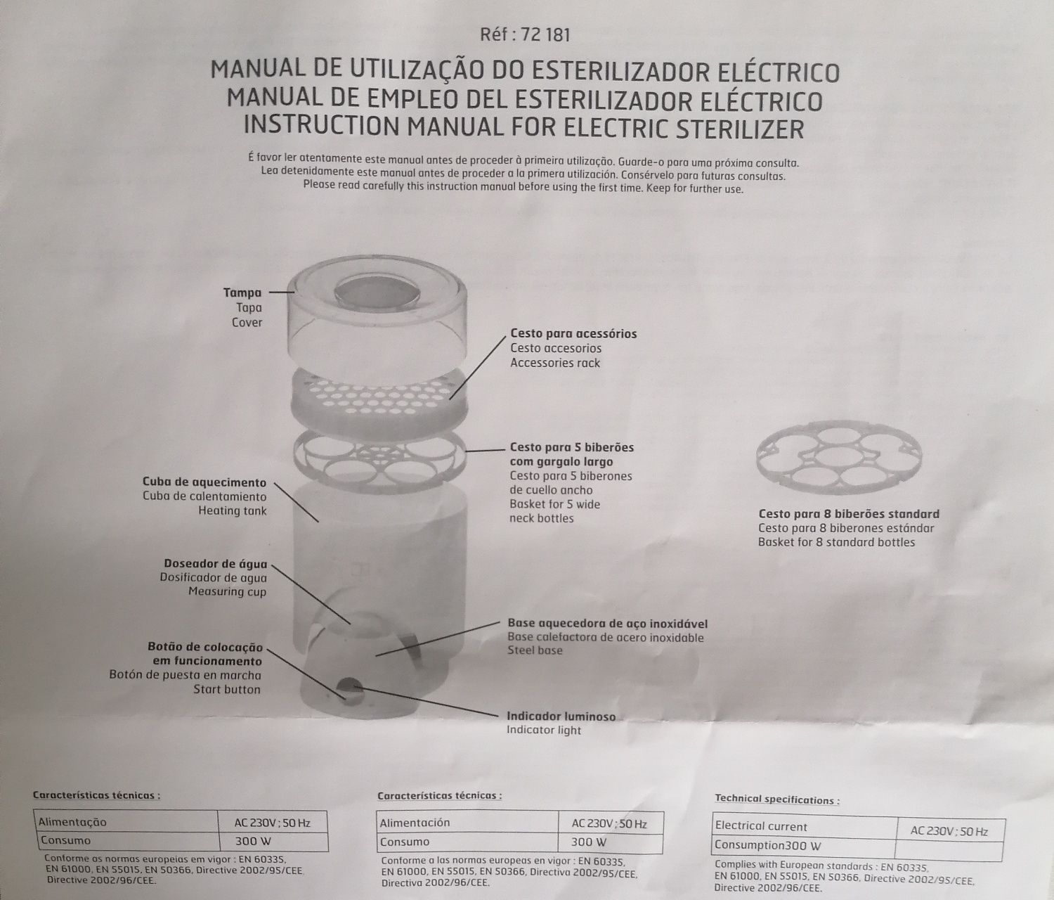 Esterilizador eletrico de biberões (ZY Baby)