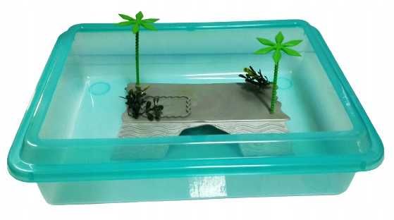 Terrarium z ramką basenik dla żółwia z wyspą
