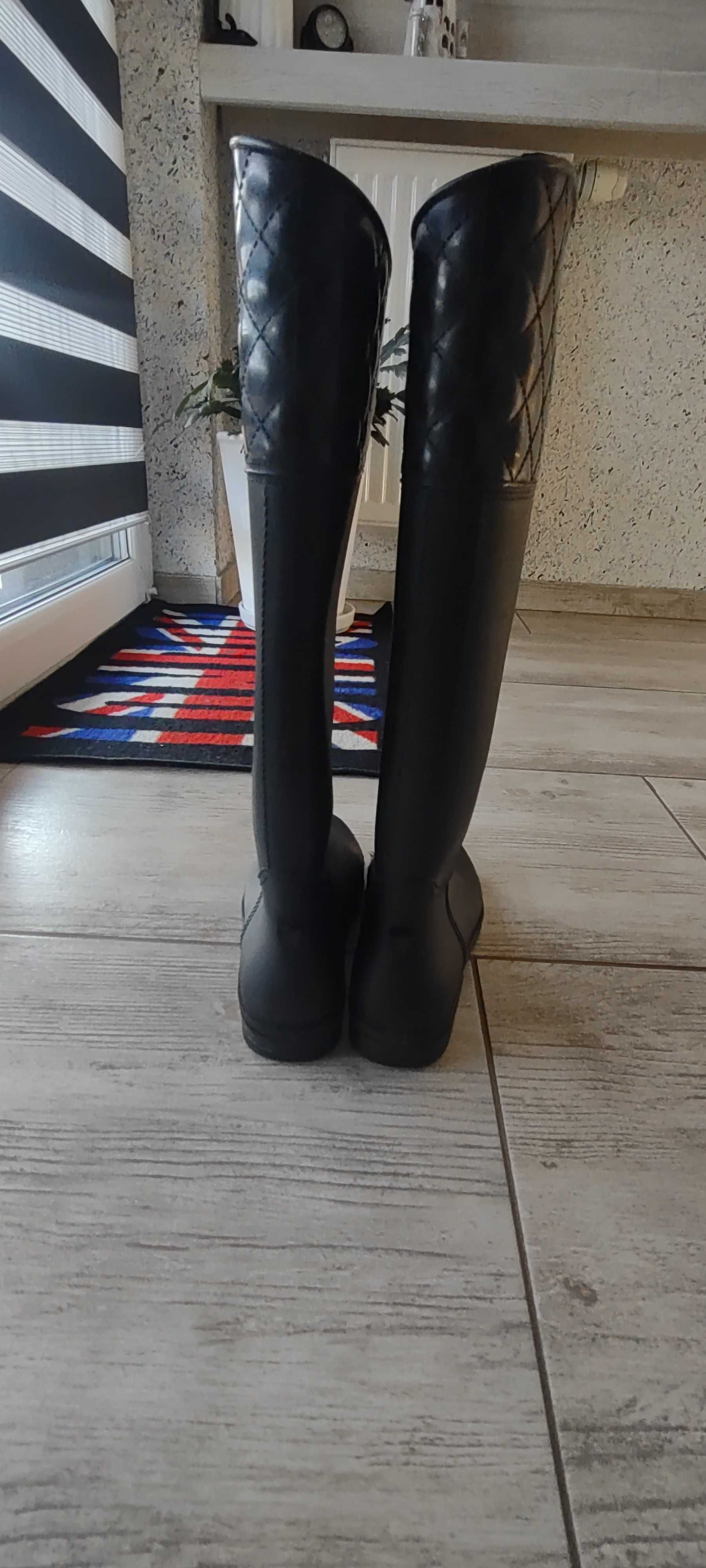 Eleganckie Gumowce czarne wysokie kalosze 36 gratis wysyłka