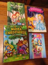 4 książki dla dzieci,Kopciuszek,Masza i niedźwiedź,Jaś i Małgosia