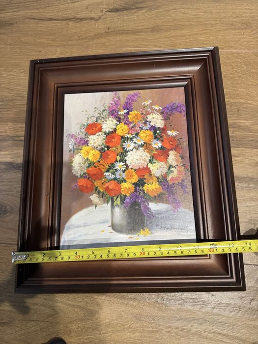 Obraz kwiaty w pieknej drewnianej ramie 100 zł