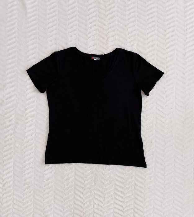 Street One czarny t-shirt koszulka na krótki rękaw rozmiar 40
Długość
