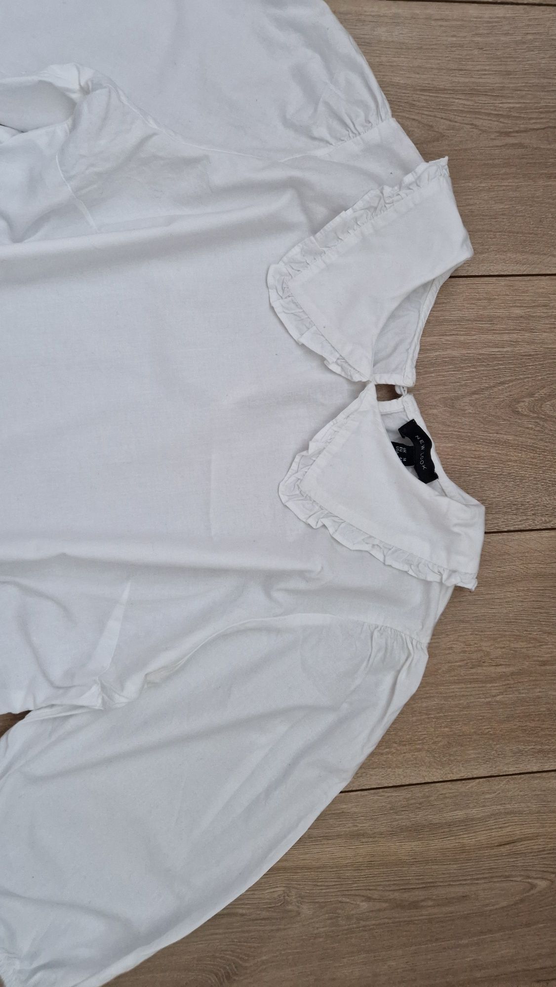 Biała bluzka, koszula L, z kołnierzykiem,  rękaw3-4,
S