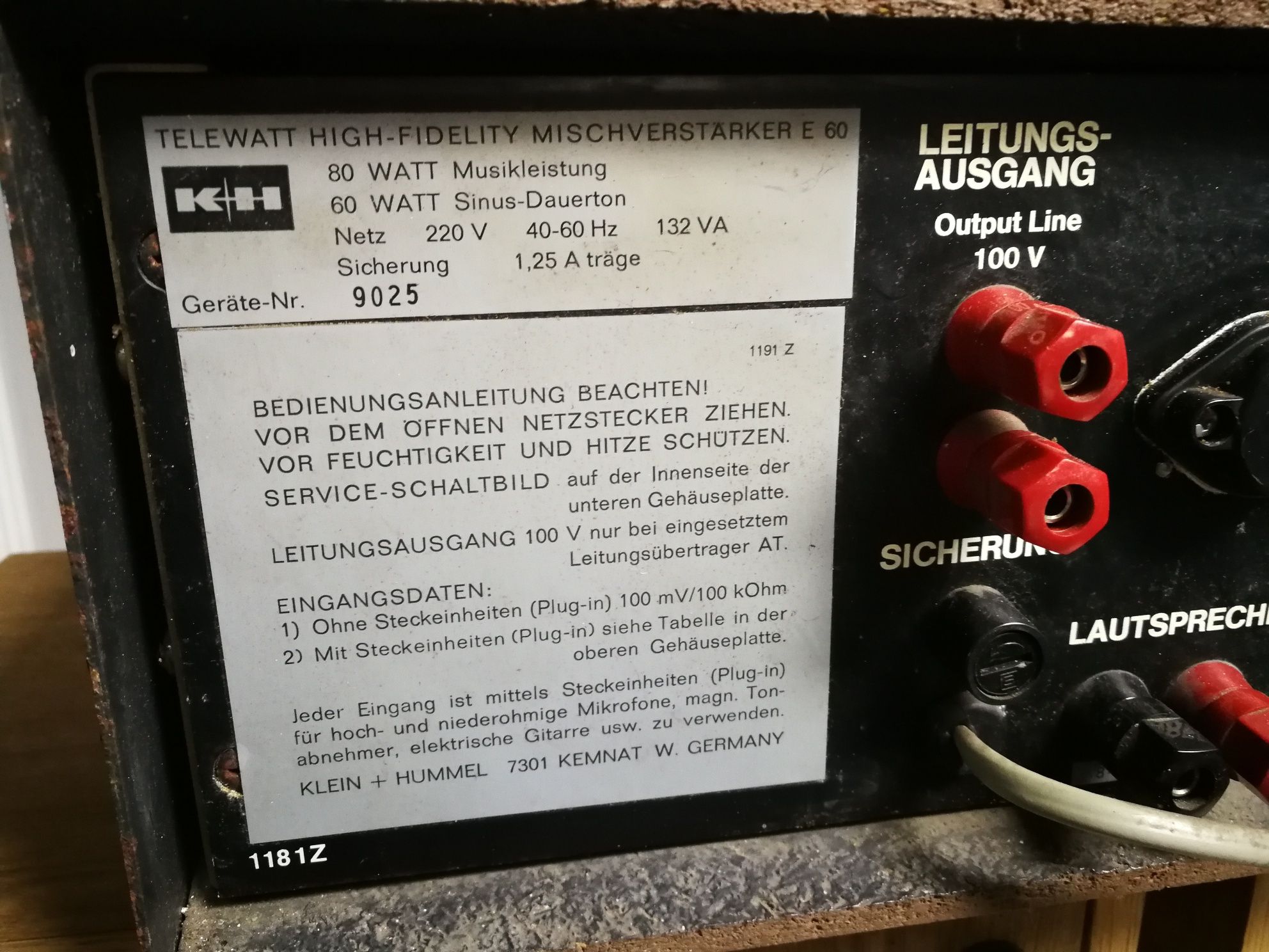 Telewatt E 60 sprawny wzmacniacz