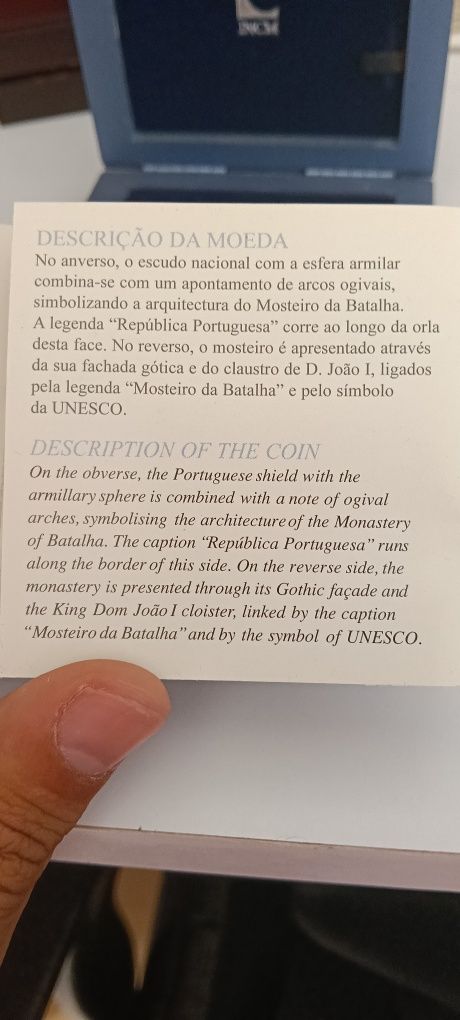 Vendo Moeda Prata Proof 5 € – Mosteiro da Batalha (2005) – Série Patri