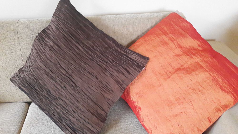 Ciemna oliwka kresz /pomarańcz metalik -poszewka 45/45