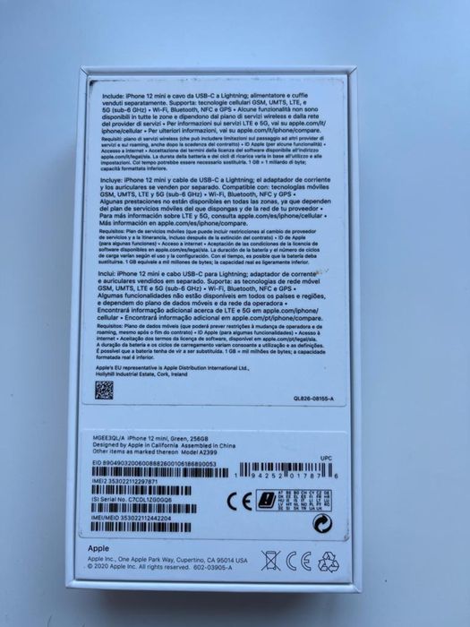 iPhone 12mini verde água 256g