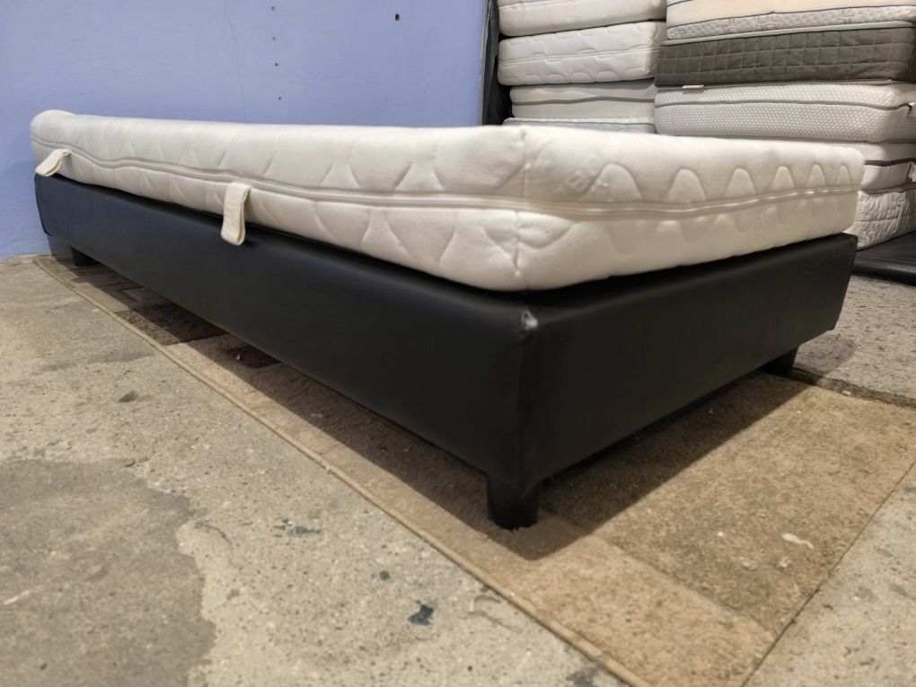 Łóżko kontynentalne 100x200 + Materac NOWA TAPICERKA rama LITE DREWNO
