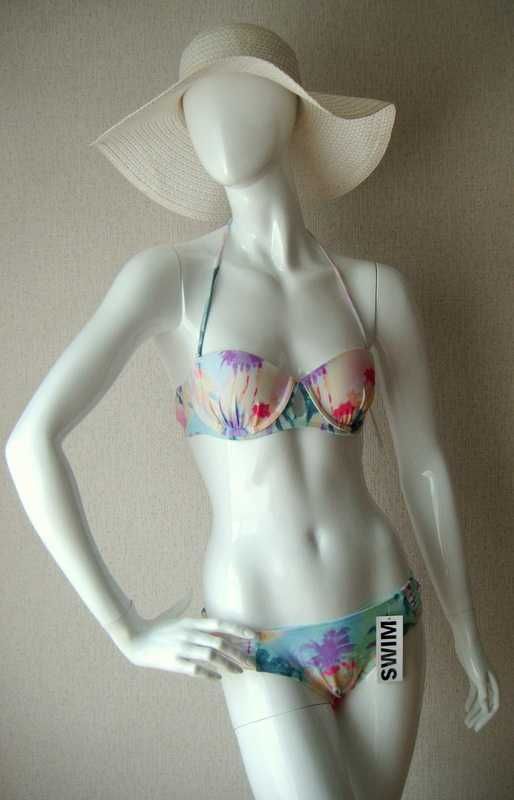 Bikini 34 XS 70 A B 75 strój kąpielowy kostium kwiaty print push up