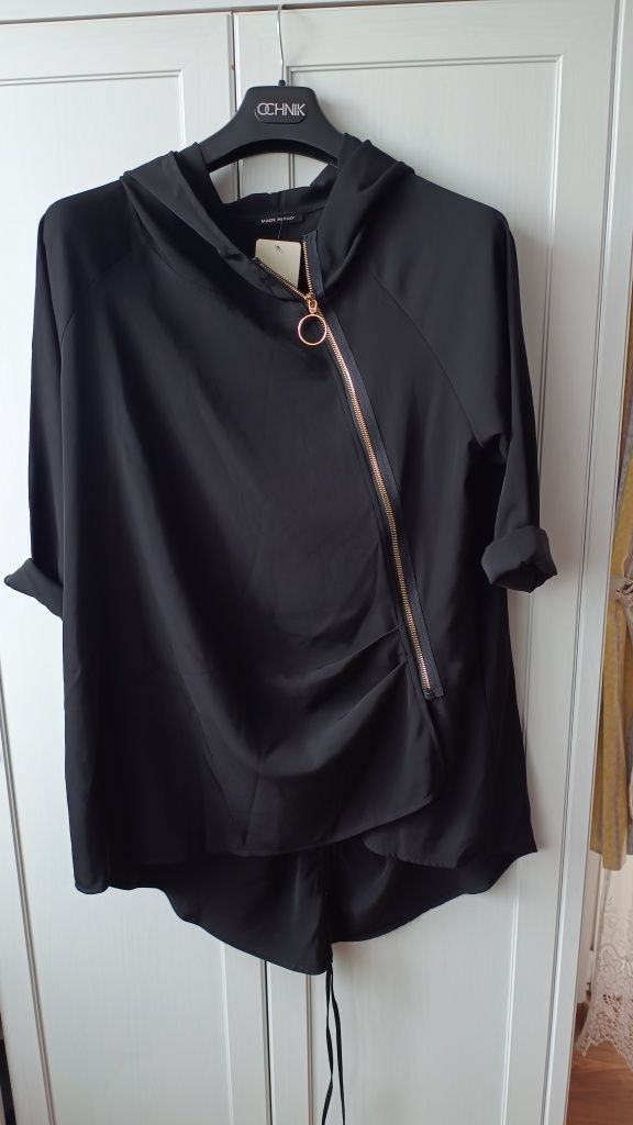 Cienka kurtka na zamek asymetryczna 4XL
