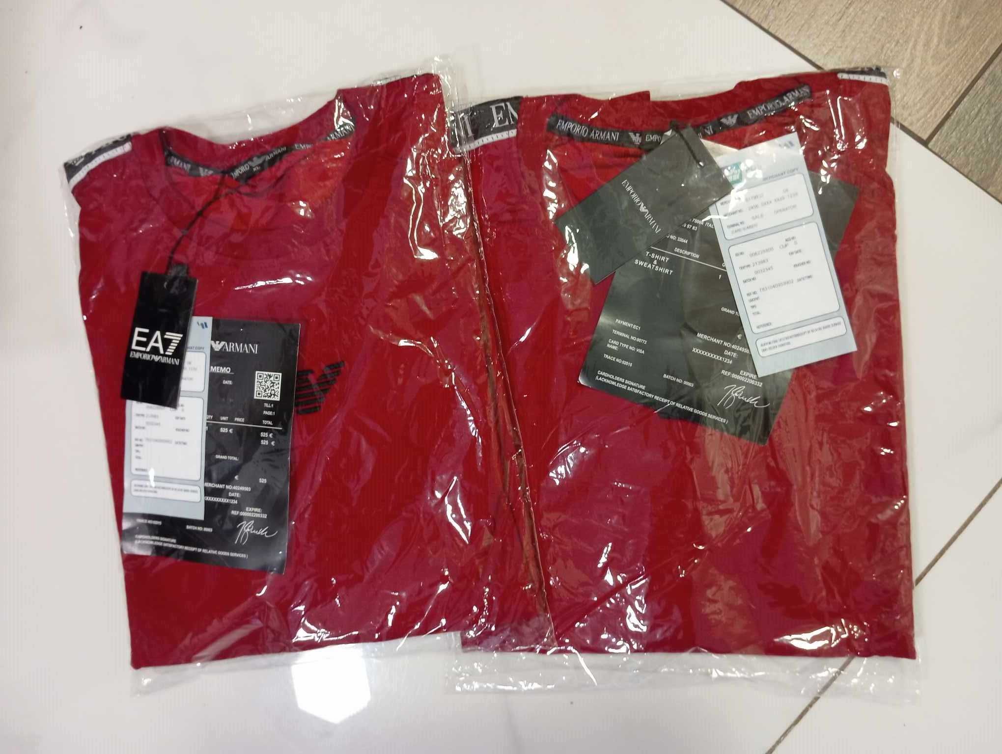 Bluza Emporio Armani, lampasy na ramionach, hit sezonu, czerwona S