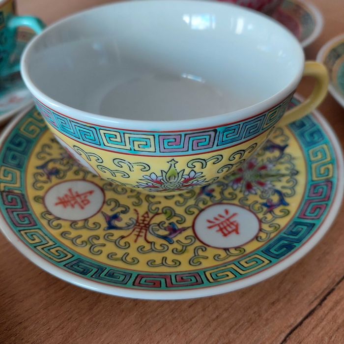 Chińska porcelana filiżanki Vintage "Mun Shou"