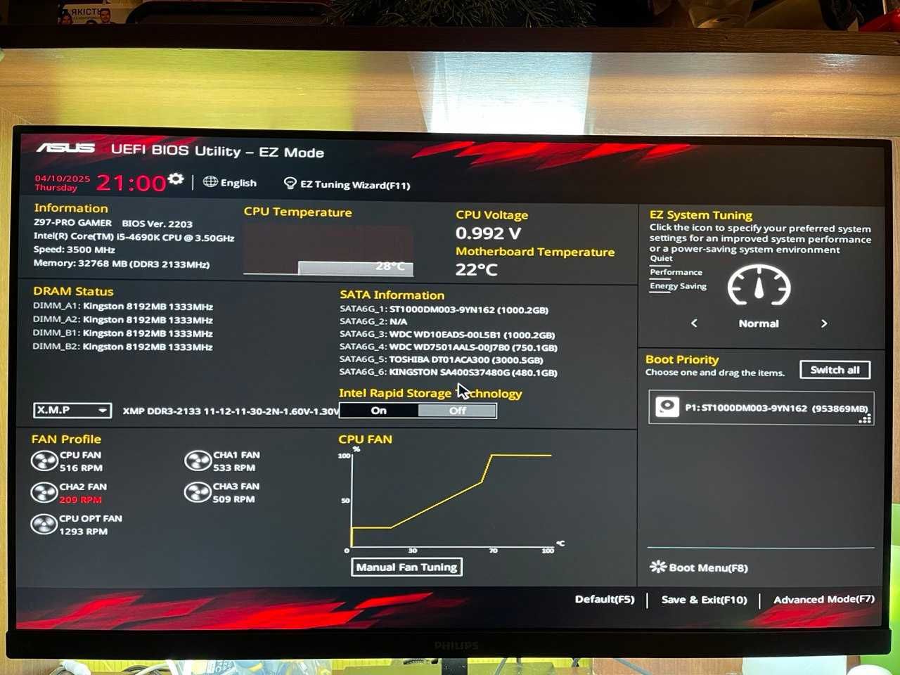 Мат плата Asus Z97-Pro Gamer + i5-4690K + 32 GB (DDR3) 2133 MHz CL11