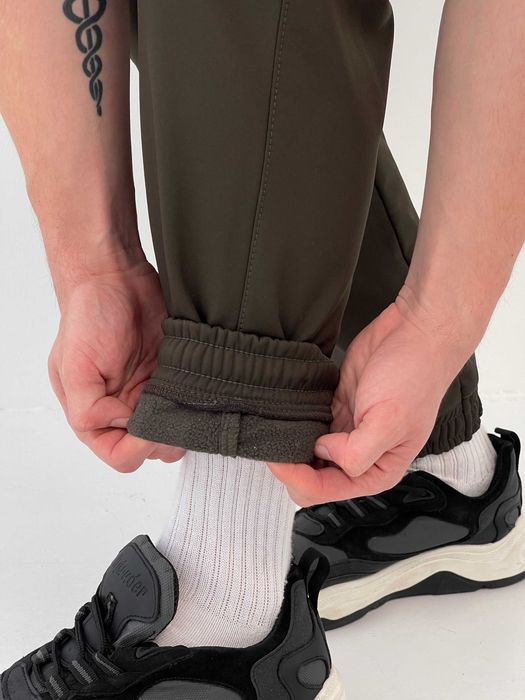 Штани чоловічі зимові утеплені на флісі софтшел хакі