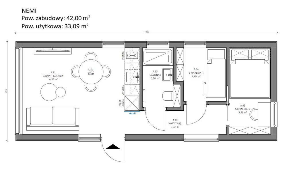 Dom Mobilny 42m2 całoroczny (modułowy)