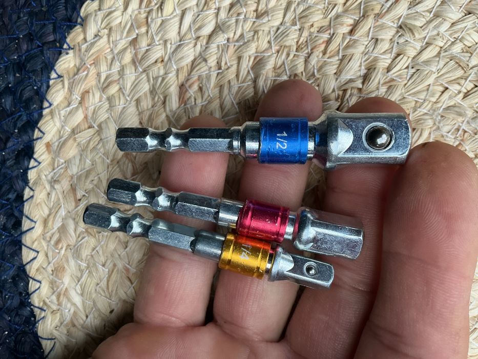 Набор 3шт переходников адаптеров шестигранка 1/4 квадрат 1/4 3/8 1/2