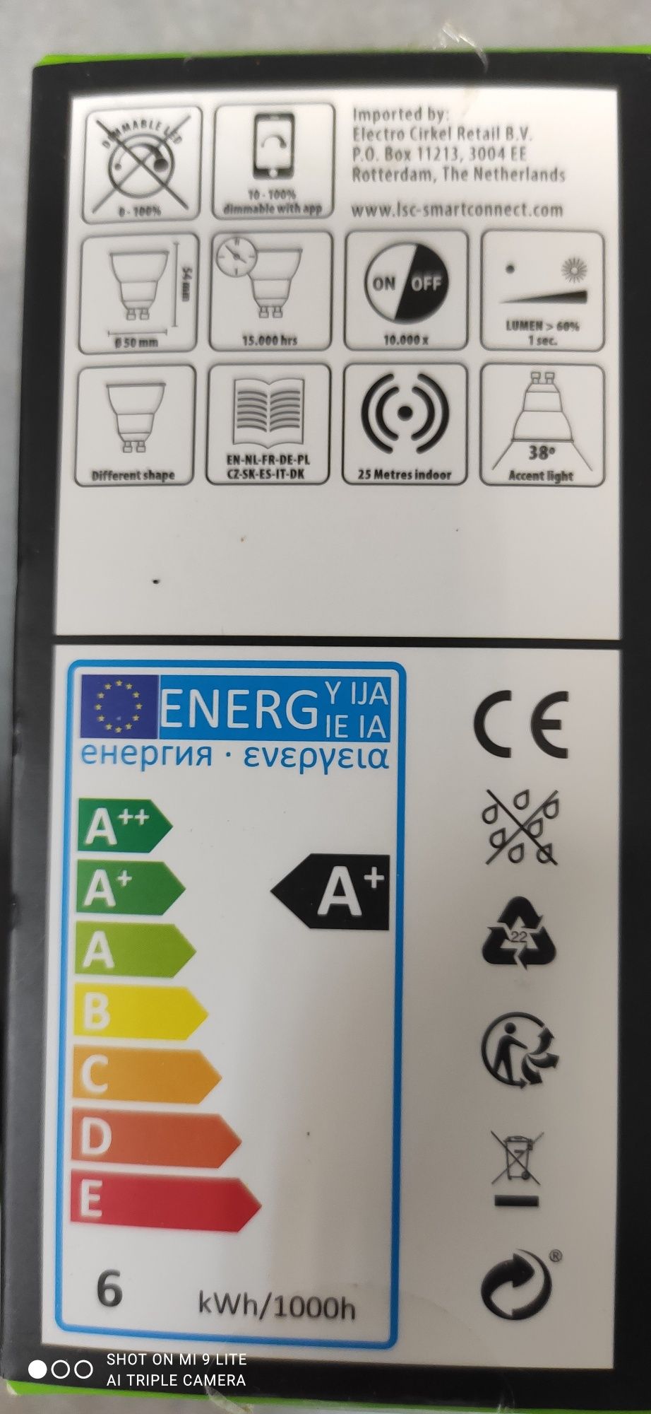Inteligentna żarówka WiFi LED 5,5W GU10 345 lumen 2,4 GHz