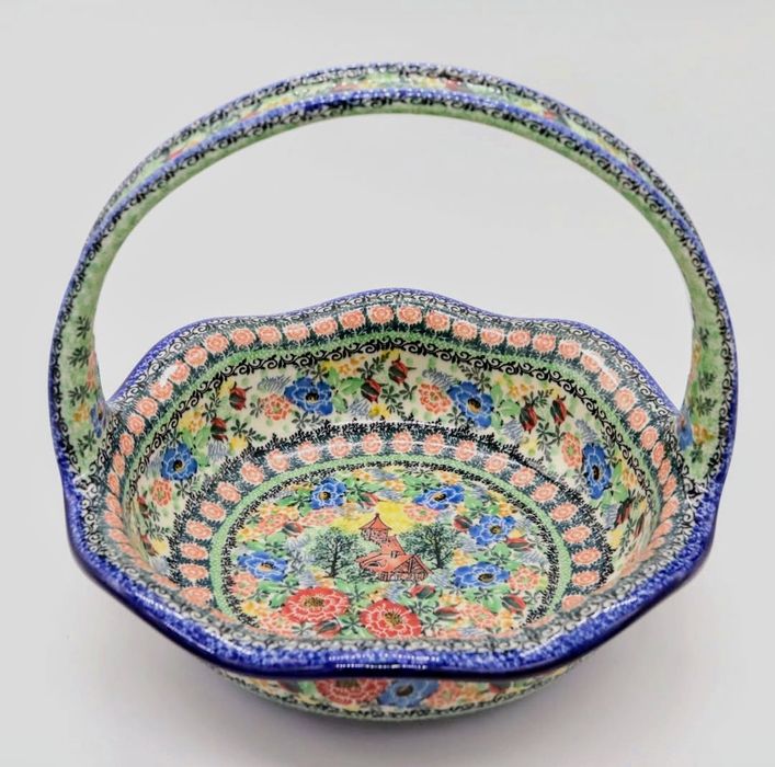 Koszyk XXL Ceramika Bolesławiec - "Romantic Fascination" UNIKAT