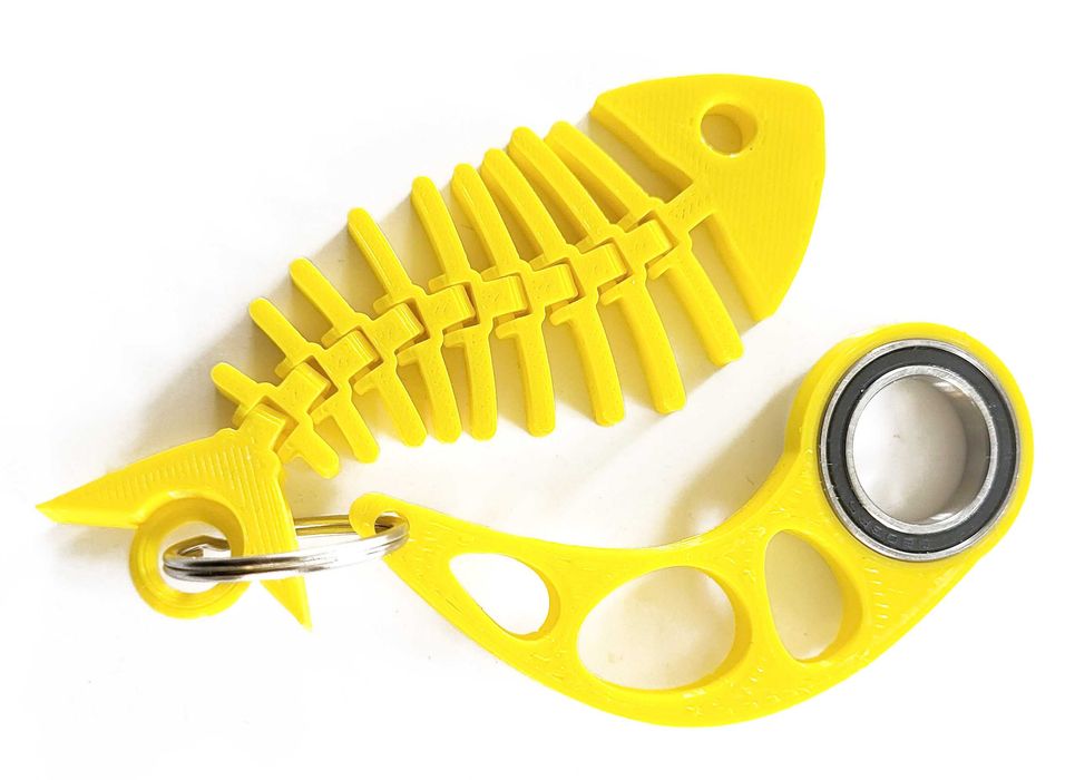 Brelok do Kluczy keyrambit KEYSPINNER + RYBKA ZÓŁTY HIT TIKTOK zestaw