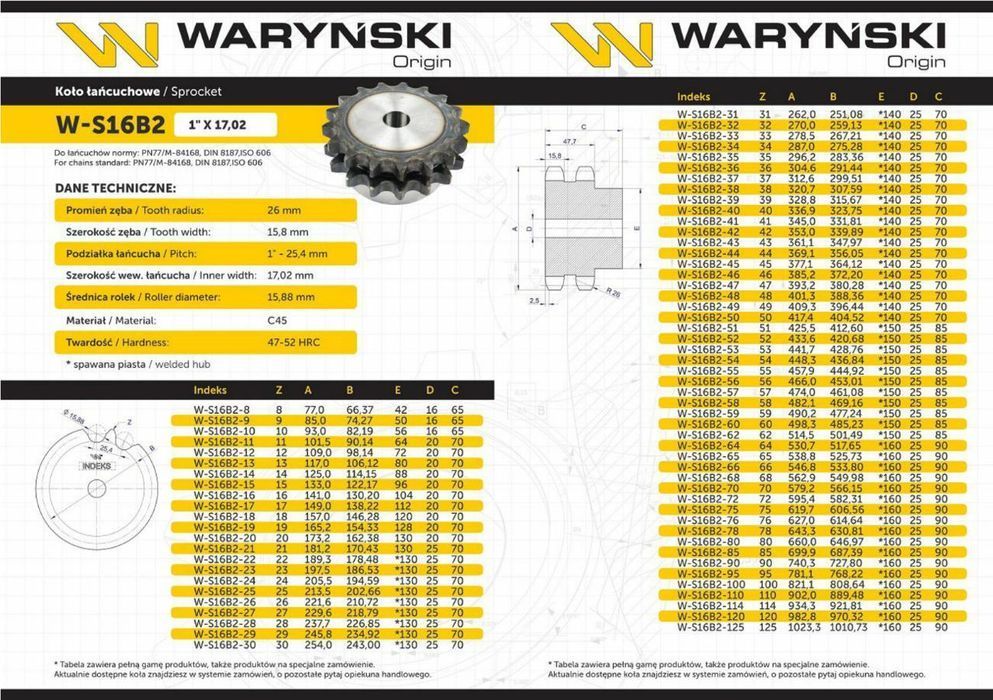 Koło zębate hartowane z kołnierzem 16B-2 (R2 1) Z-10 Waryński