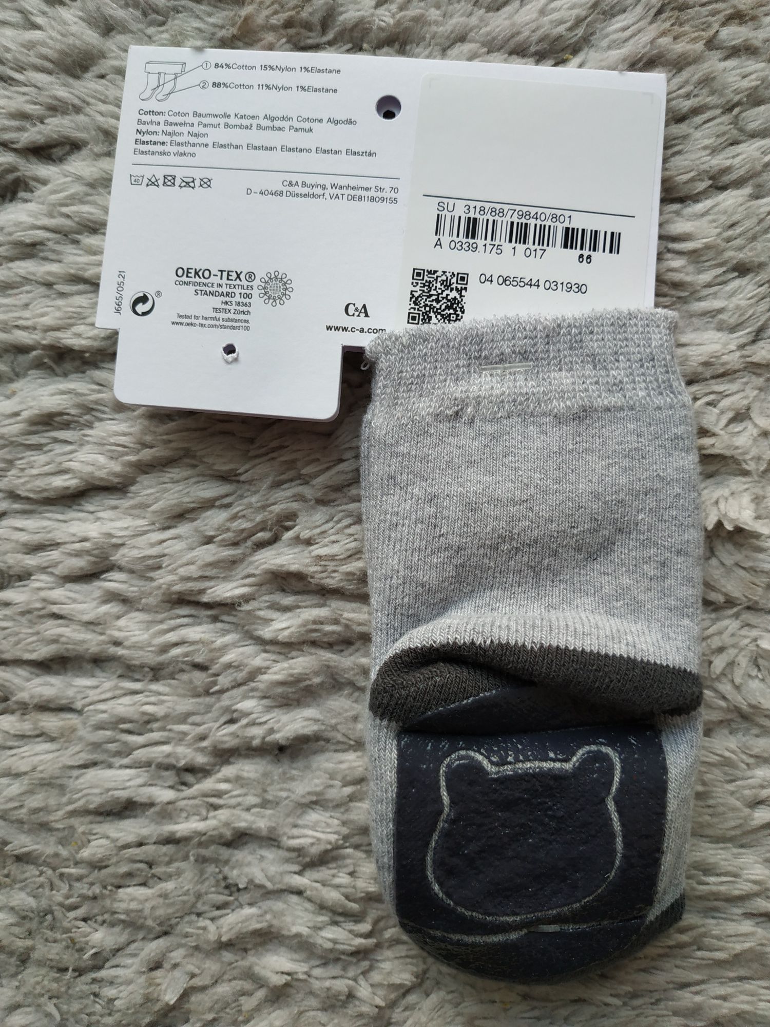 Nowe skarpetki niemowlęce/ABS/unisex/szare/prezent/C&A/r. 15-17
