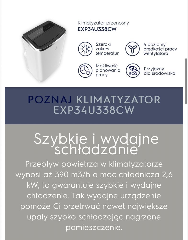 Klimatyzator Electrolux EXP34U338CW - Warszawa