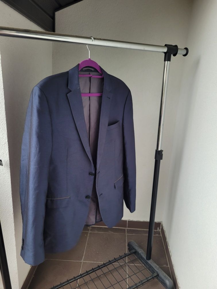 Next - niebieska elegancka męska marynarka z lekkim połyskiem r. XL