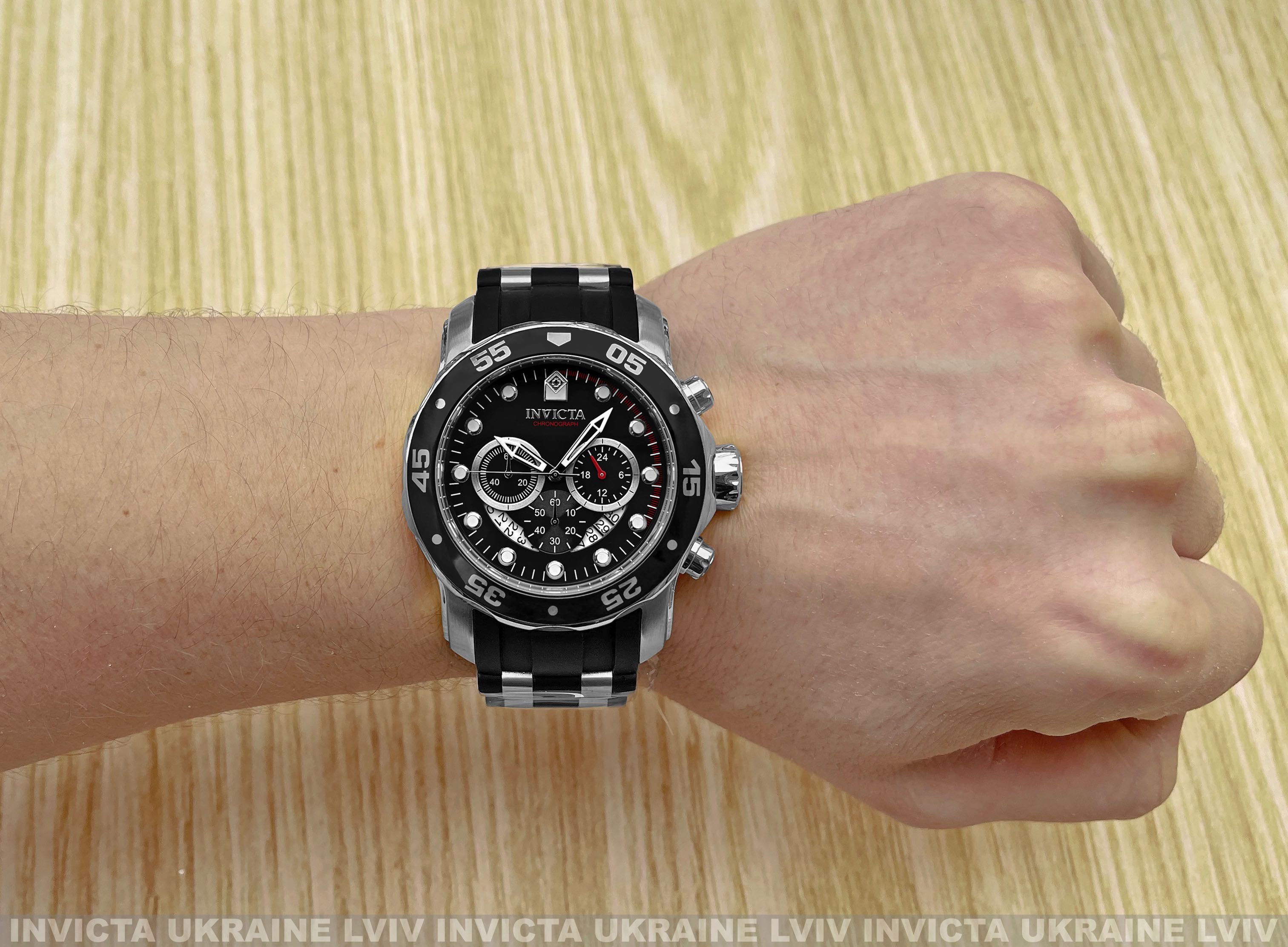 Мужские часы Invicta 6977 Pro Diver Scuba Black Silver Chronograph