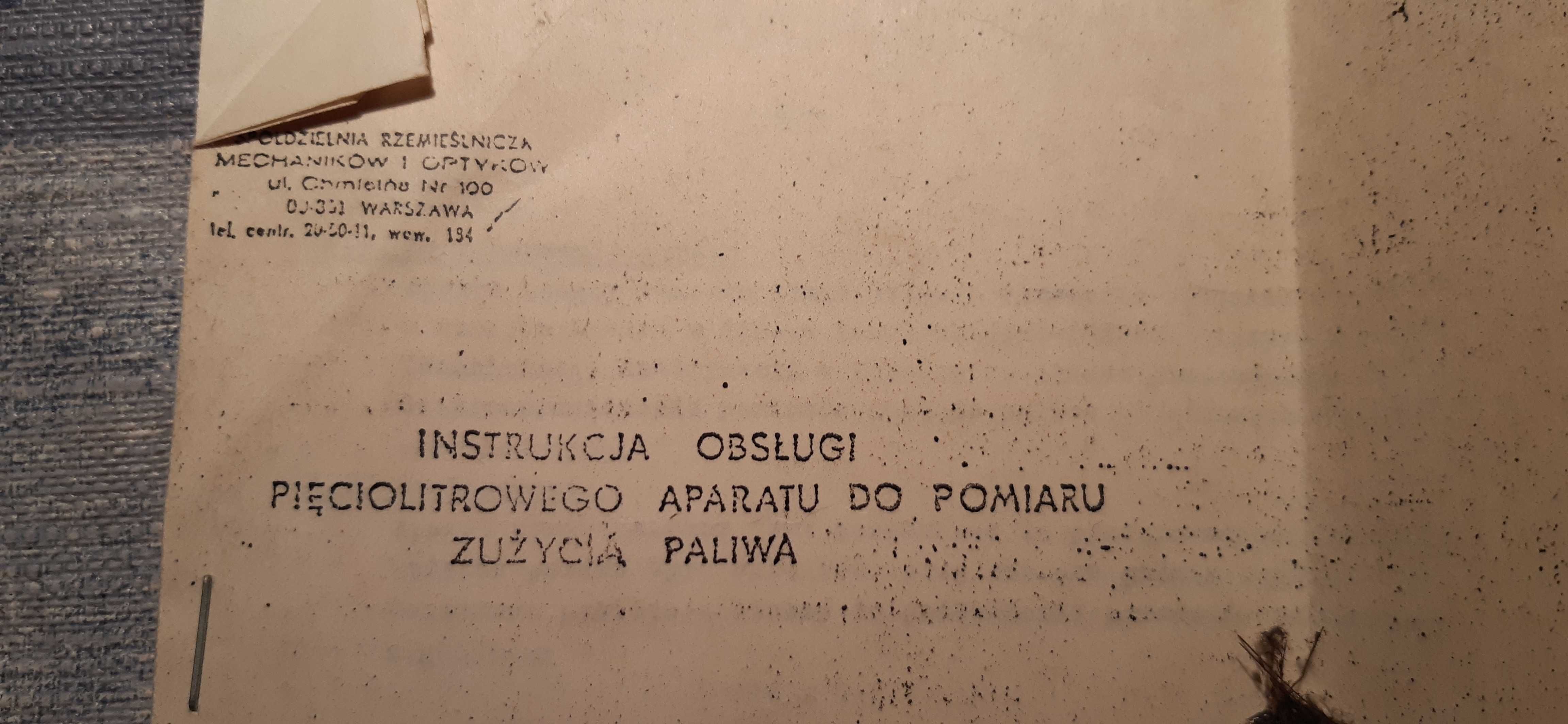 instrukcja obsługi pięciolitrowego aparatu do pomiaru zużycia paliwa