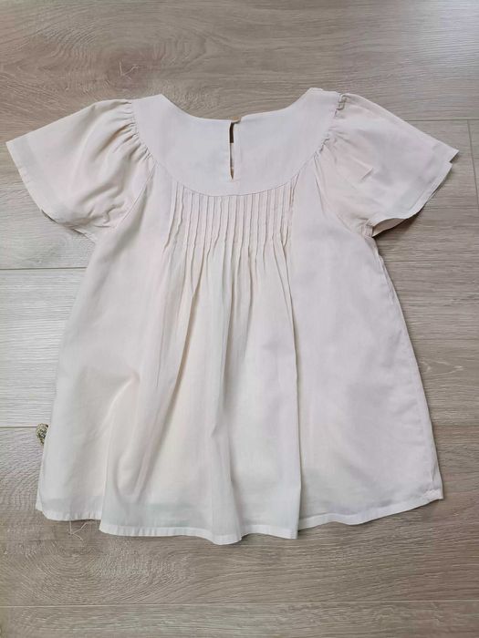 Beżowa rozkloszowana bluzka bawełna koronka 'Pomp de Lux' 140