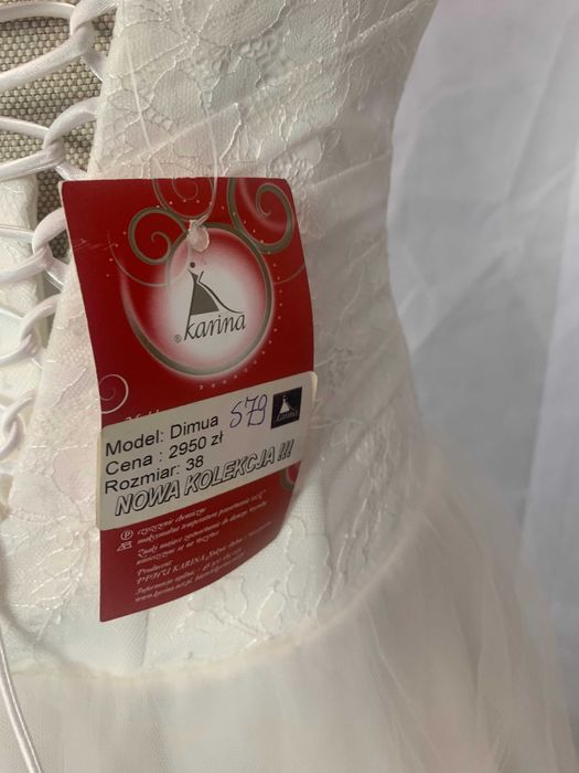 Nowa Suknia ślubna katedralny tren 38 M Księżniczka koronka francuska