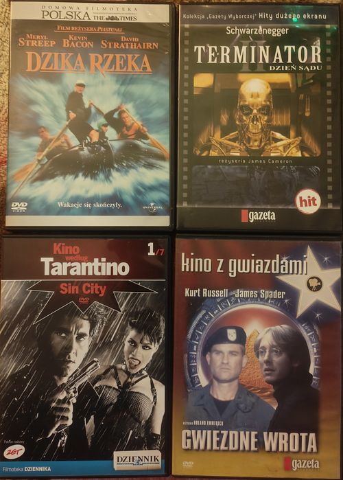 Filmy DvD X (Dzika Rzeka, Terminator 2, Sin City, Gwiezdne Wrota)